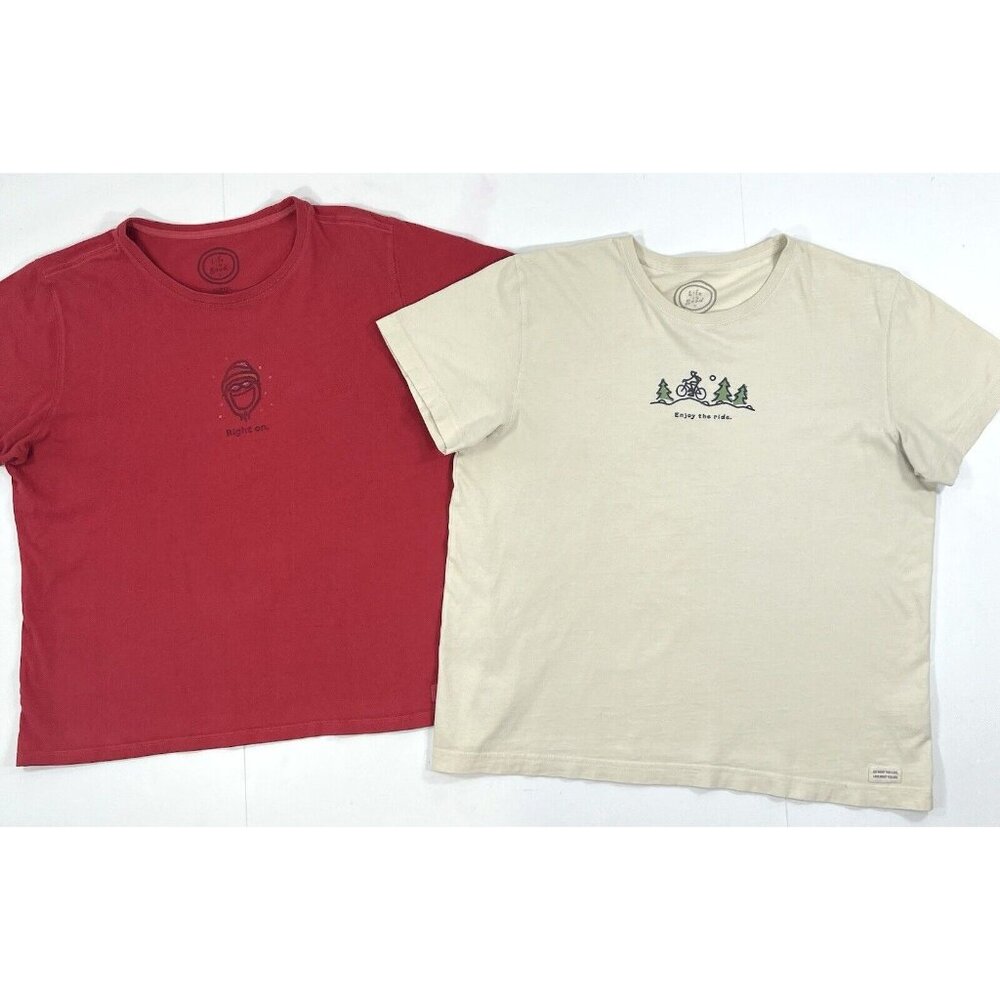 Life Is Good T-Shirt Womens Size Large Crusher Tee Short Sleeve Lot Of 2